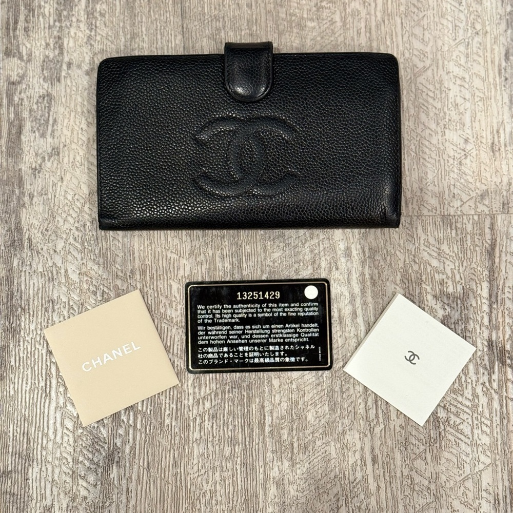 Chanel ‘CC’ Long Wallet, Black Caviar Leather